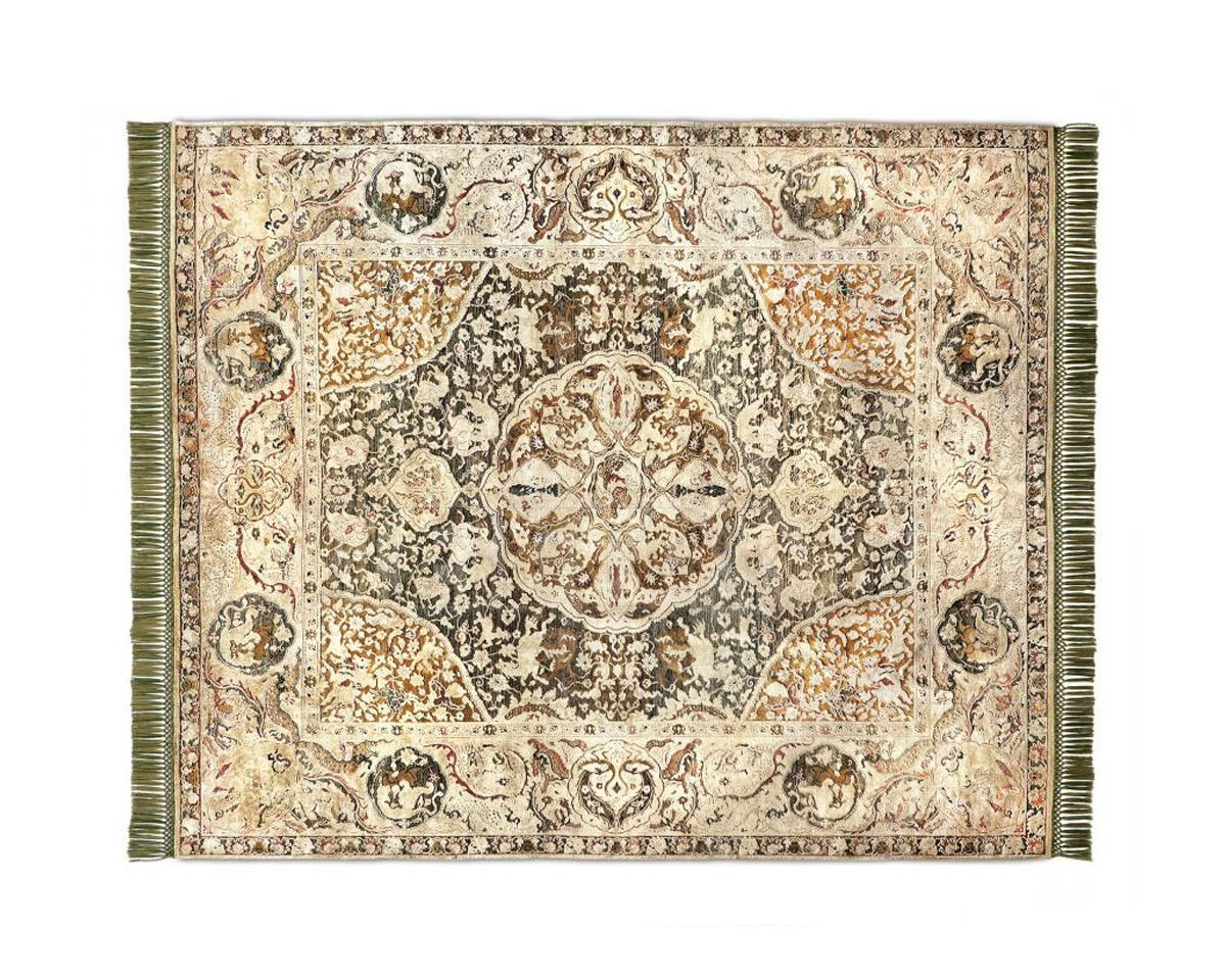 Buy Modern carpet Rug Star Oxidized Hunter No. 01 | DarkGreen | SilkFringes
